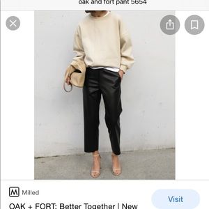 OAK + FORT - Faux Leather Cropped Pants
